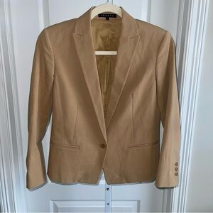 Theory Camel Women’s Blazer Size 2 Tailored Single Button Career Jacket